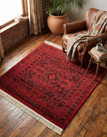 Red Bokhara Square Rug