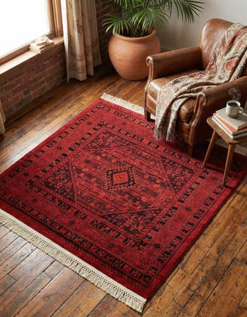 Red Bokhara Square Rug