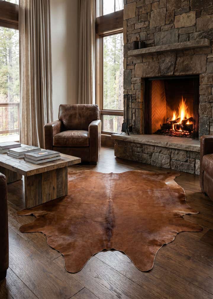6' 6 x 7' 1 Cowhide Leather Rug