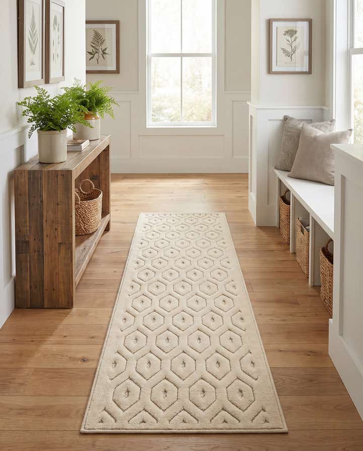 2' x 7' Easy-Clean Trellis Textured Indoor / Outdoor Runner Rug