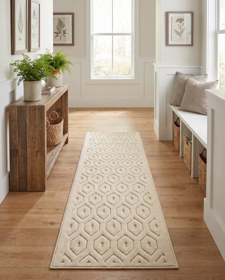 Detail image of 2' x 7' Easy-Clean Trellis Textured Indoor / Outdoor Runner Rug