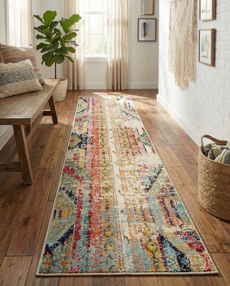 Detailansicht von 80cm x 365cm Waschbar Santa Fe Läufer Teppich