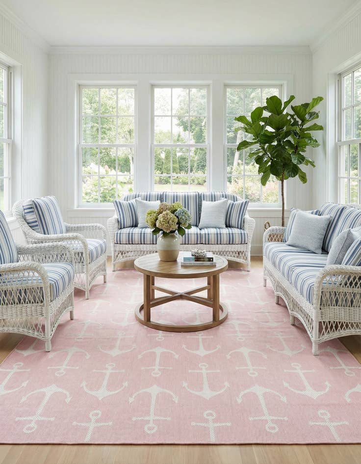 Detail image of 10' x 10'  Washable Coastal Indoor / Outdoor Square Rug