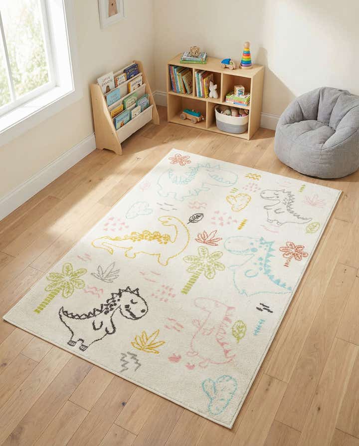 3' 11 x 5' 11 Dinosaur Whimsy Kids Rug