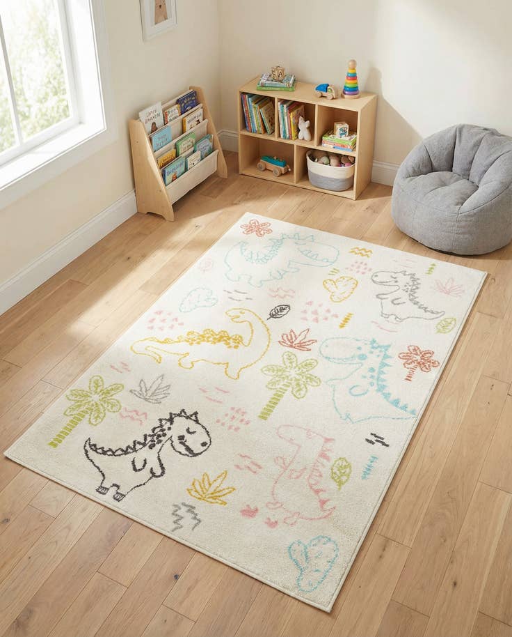 Detail image of 3' 11 x 5' 11 Dinosaur Whimsy Kids Rug