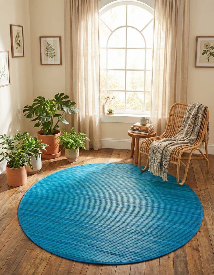 Detail image of 5' 3 x 5' 3 Bamboo Round Rug