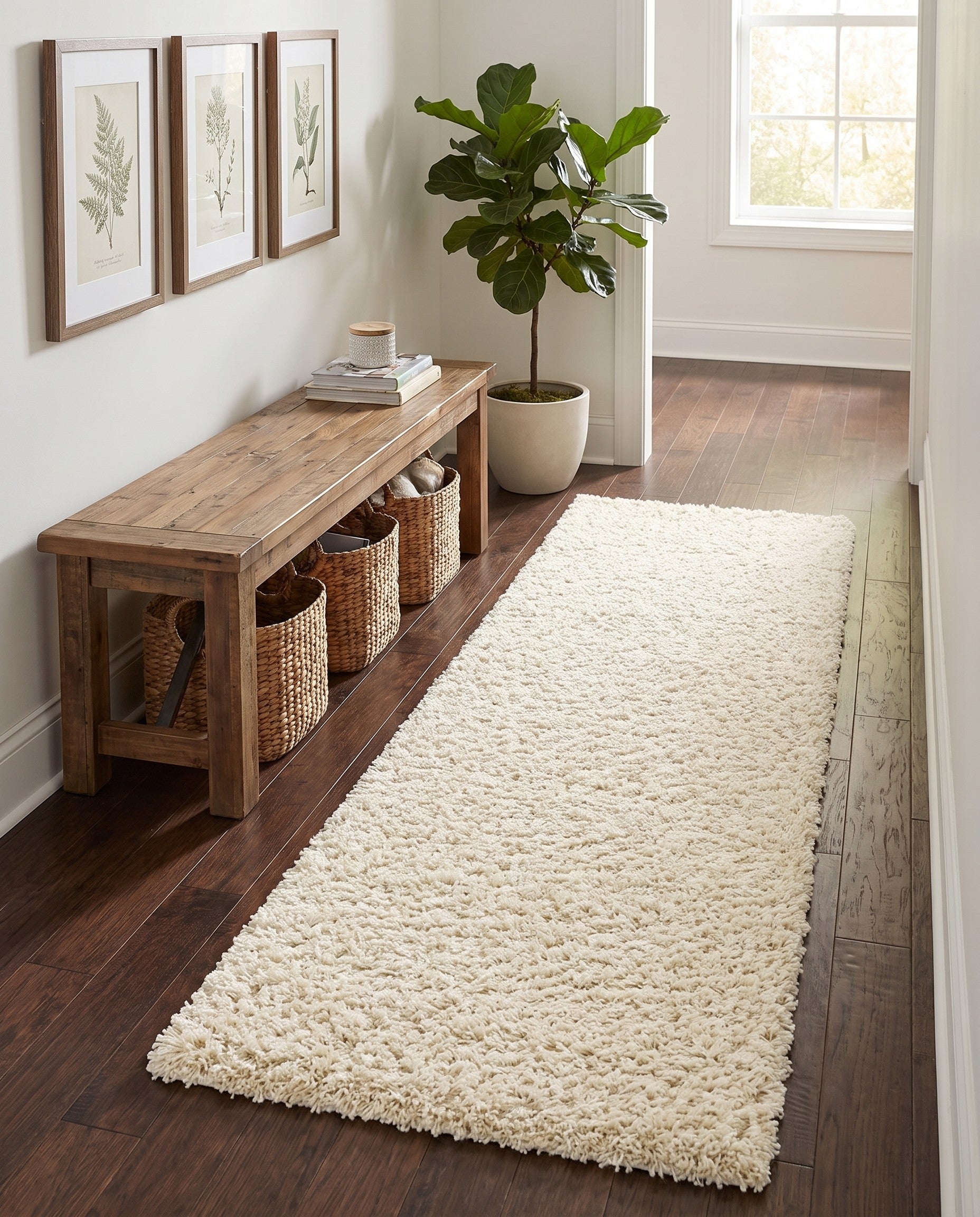 2' x 6' 5 Solid Shag Runner Rug