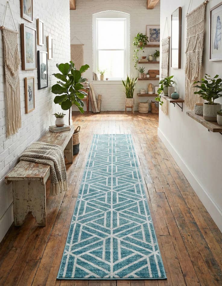 Detail image of 2' 7 x 16' 5 Lattice Trellis Runner Rug