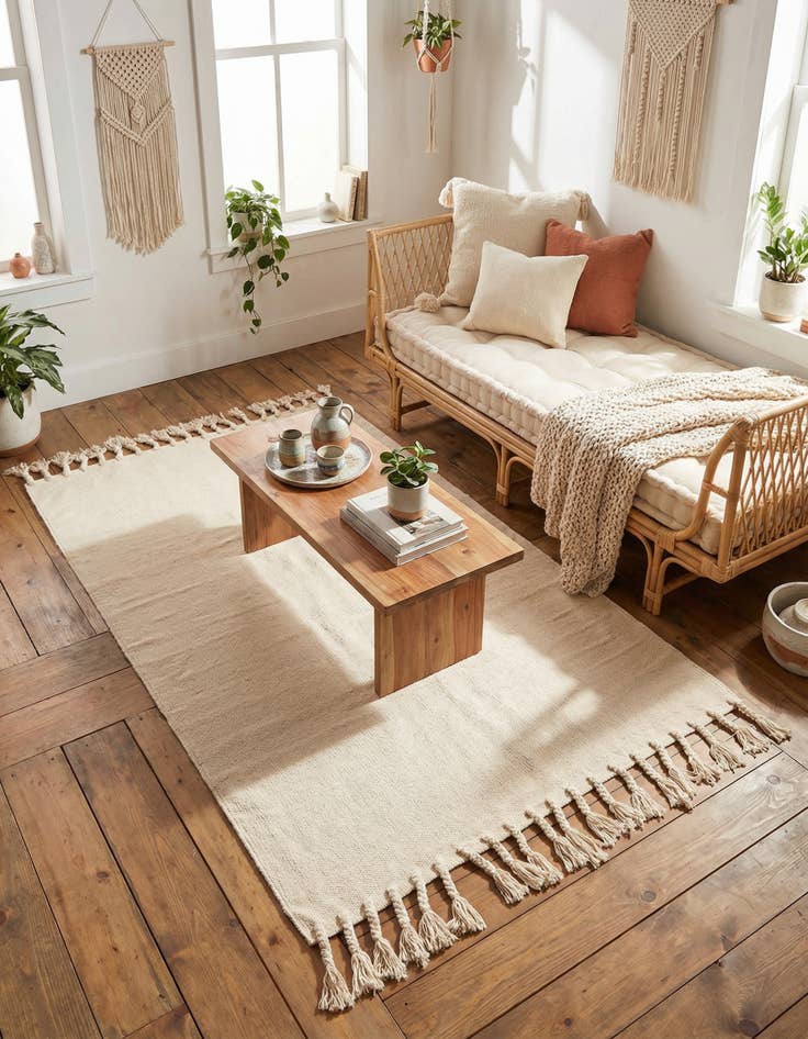 Detail image of 4' 1 x 6' 1  Hand Woven Chindi Cotton Rug