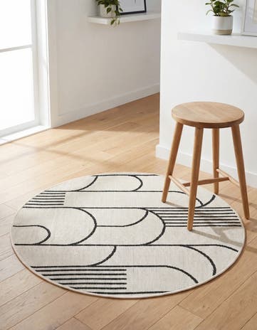 3' x 3' Easy-Clean Modern Indoor / Outdoor Round Rug