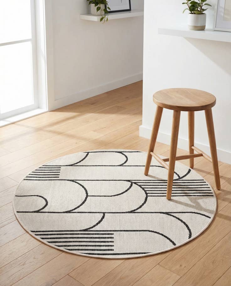Detail image of 3' x 3' Easy-Clean Modern Indoor / Outdoor Round Rug