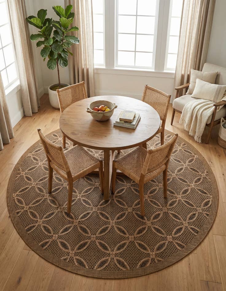 Detail image of 6' x 6' Washable Lattice Indoor / Outdoor Round Rug