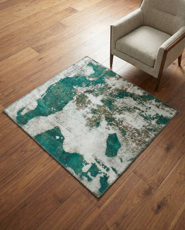 Detail image of 3' 9 x 4' Hand Knotted Ultra Vintage Persian Wool Square Rug