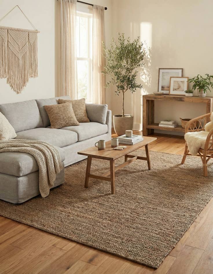 Detail image of 5' 1 x 8' Handmade Braided Jute Rug