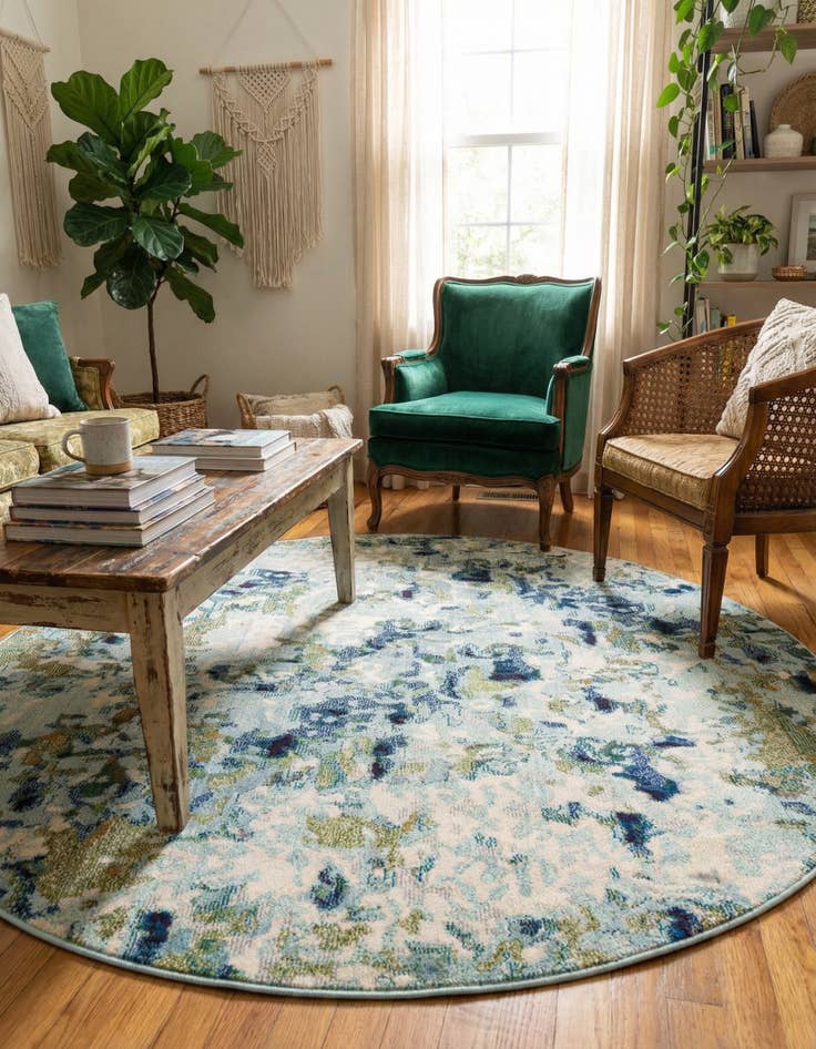 Detail image of 6' x 6' Washable Theia Round Rug