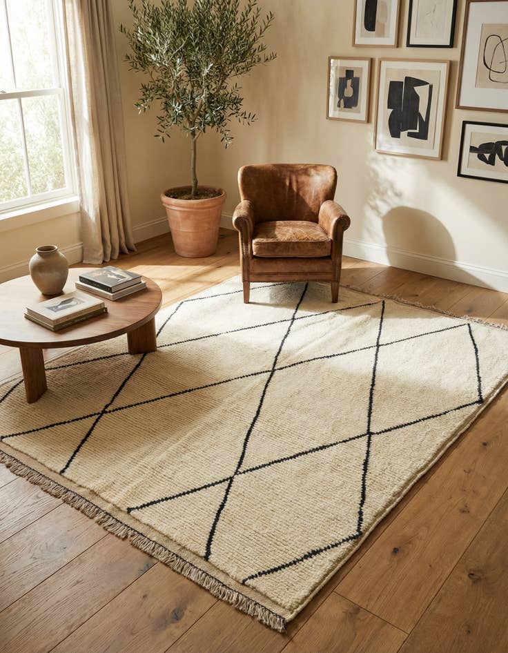 Detail image of 5' 5 x 6' 7 Hand Knotted Moroccan Wool Square Rug