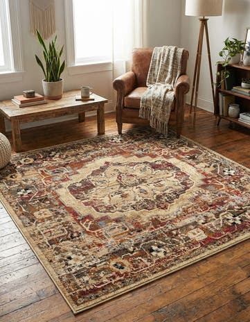 Cream Saturn Square Rug