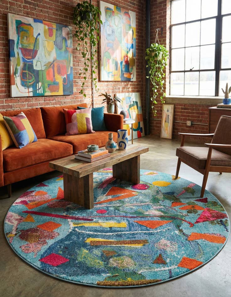 Detail image of 7' x 7' Washable Vivid Round Rug