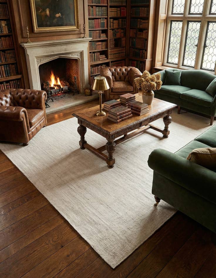 Detail image of 9' x 12'  Hand Woven Jill Zarin English Manor Farmhouse Wool Rug