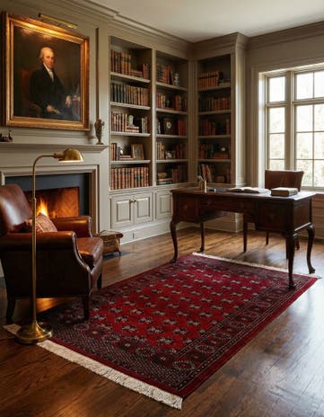 4' 3 x 6' 4 Hand Knotted Torkaman Persian Wool Rug