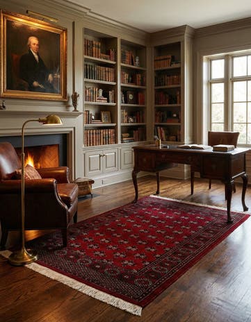 4' 3 x 6' 4 Hand Knotted Torkaman Persian Wool Rug