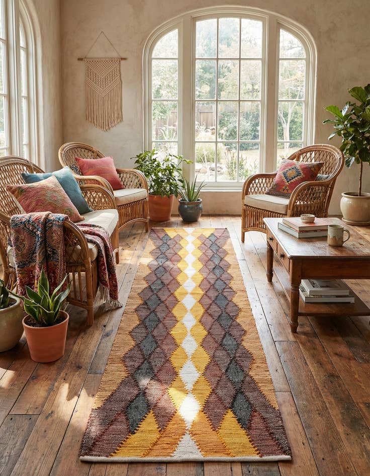 Detail image of 2' 7 x 10' Hand Braided Chindi Cotton Runner Rug