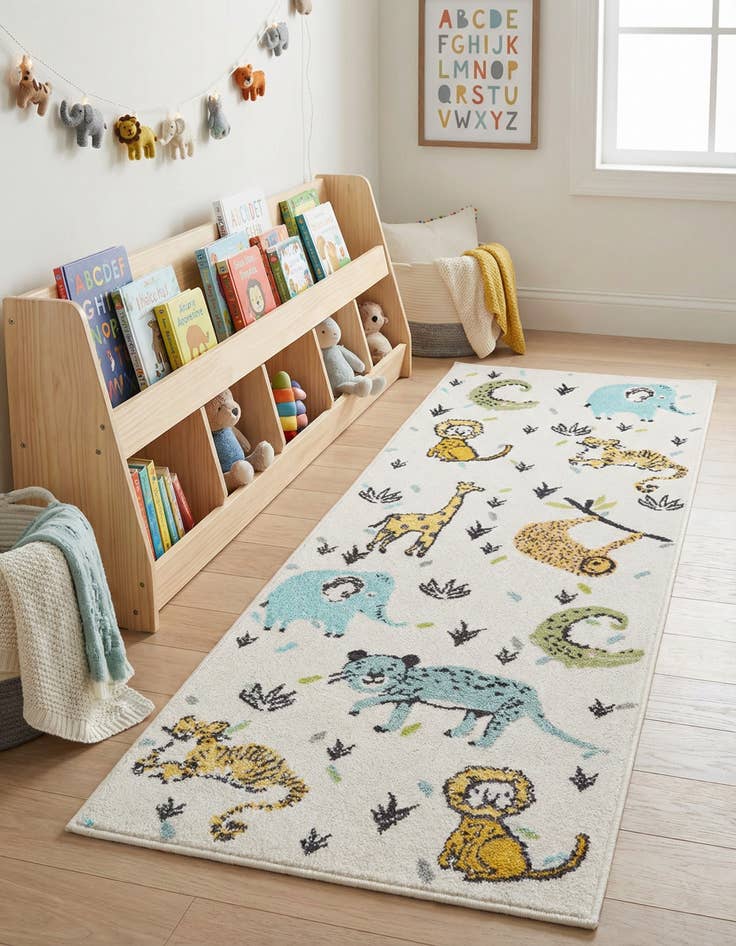 Detail image of 2' 2 x 6' Animals Whimsy Kids Runner Rug
