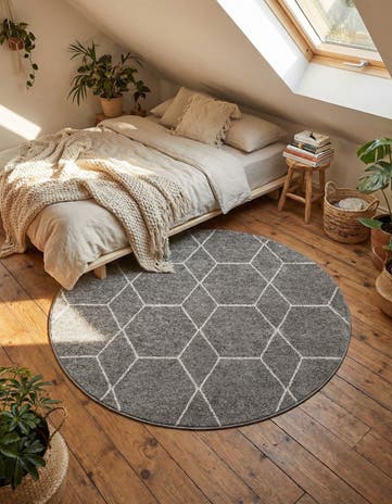 5' 3 x 5' 3 Trellis Frieze Round Rug