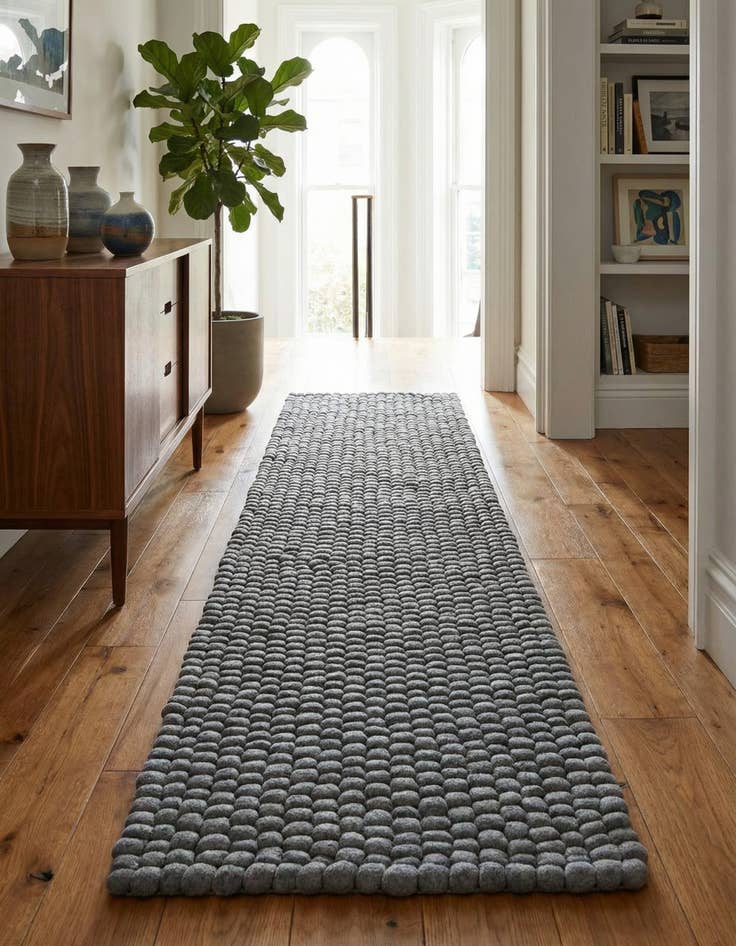 Detail image of  2' x 8' Felt Ball Wool Runner Rug