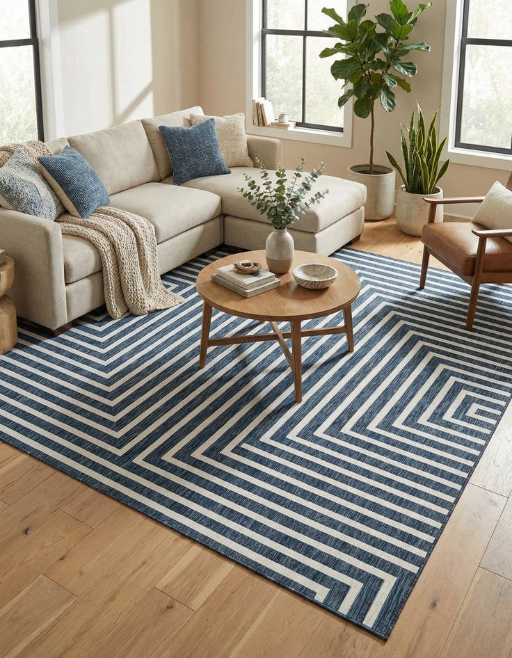 Detail image of 10' x 10' Easy-Clean Modern Indoor / Outdoor Square Rug