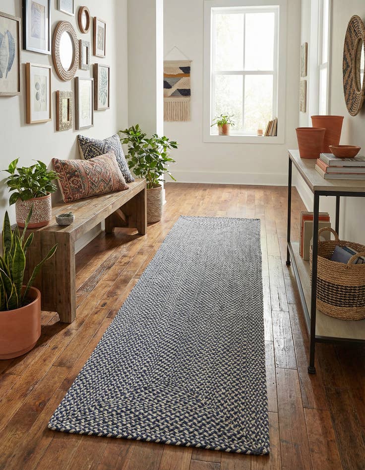 Detail image of 2' 7 x 10' Handmade Tweed Braided Jute Runner Rug