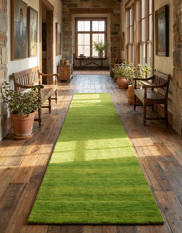 Detail image of 2' 7 x 16' 5  Hand Knotted Solid Gabbeh Wool Runner Rug