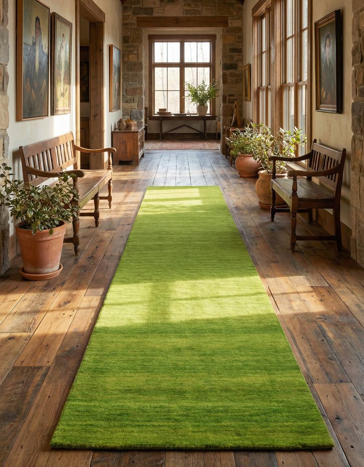 2' 7 x 16' 5 Hand Knotted Solid Gabbeh Wool Runne...