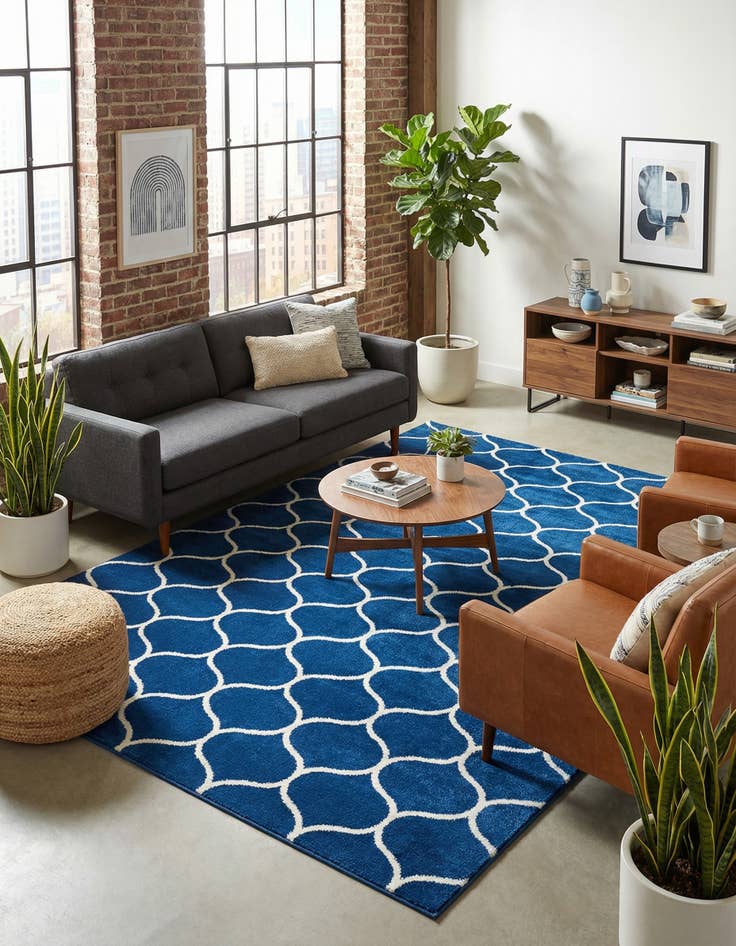 Detail image of 7' 10 x 10' Lattice Frieze Rug