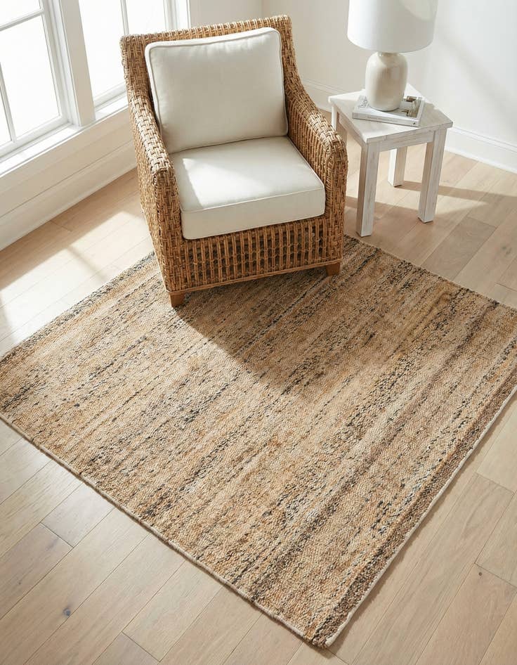 Detail image of 4' 1 x 4' 1 Hand Woven Palm Beach Jute Square Rug