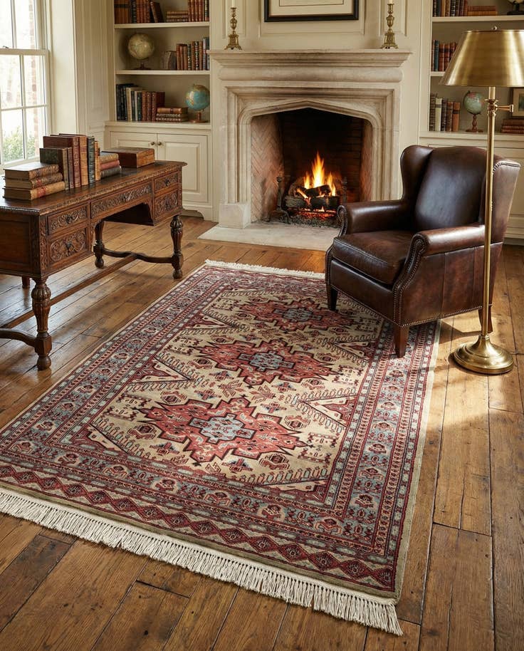 Detail image of 4' 3 x 6' 4 Hand Knotted Kazak Oriental Wool Rug