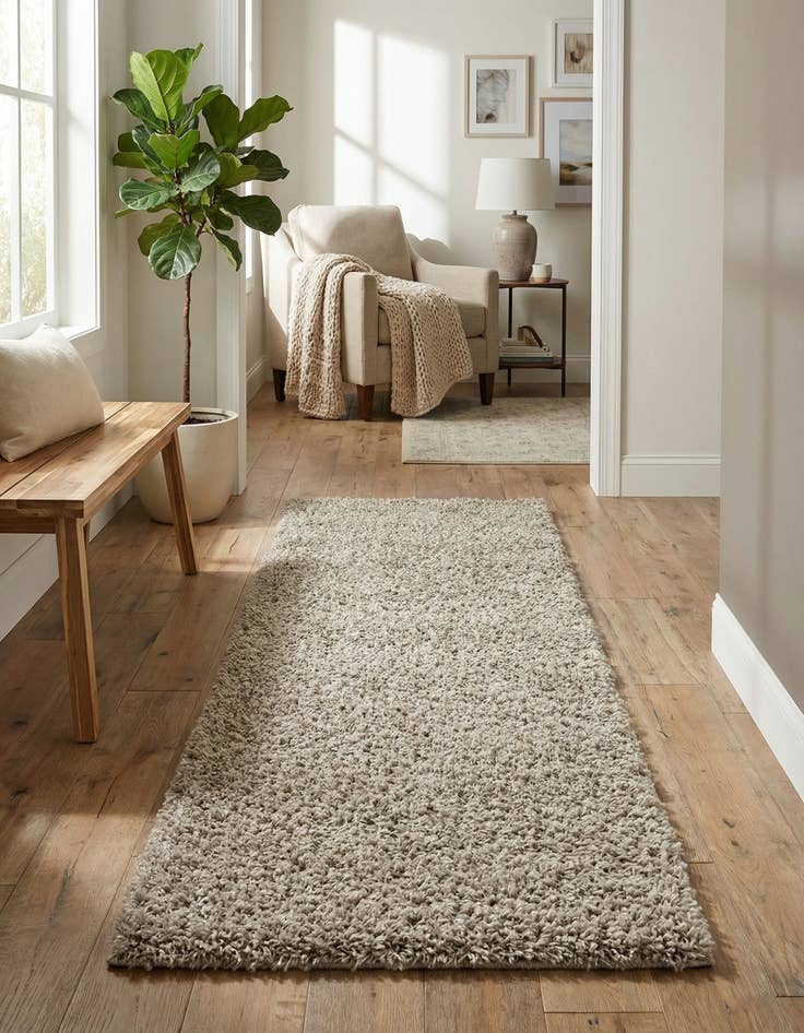 Detail image of 2' x 5' Solid Shag Runner Rug