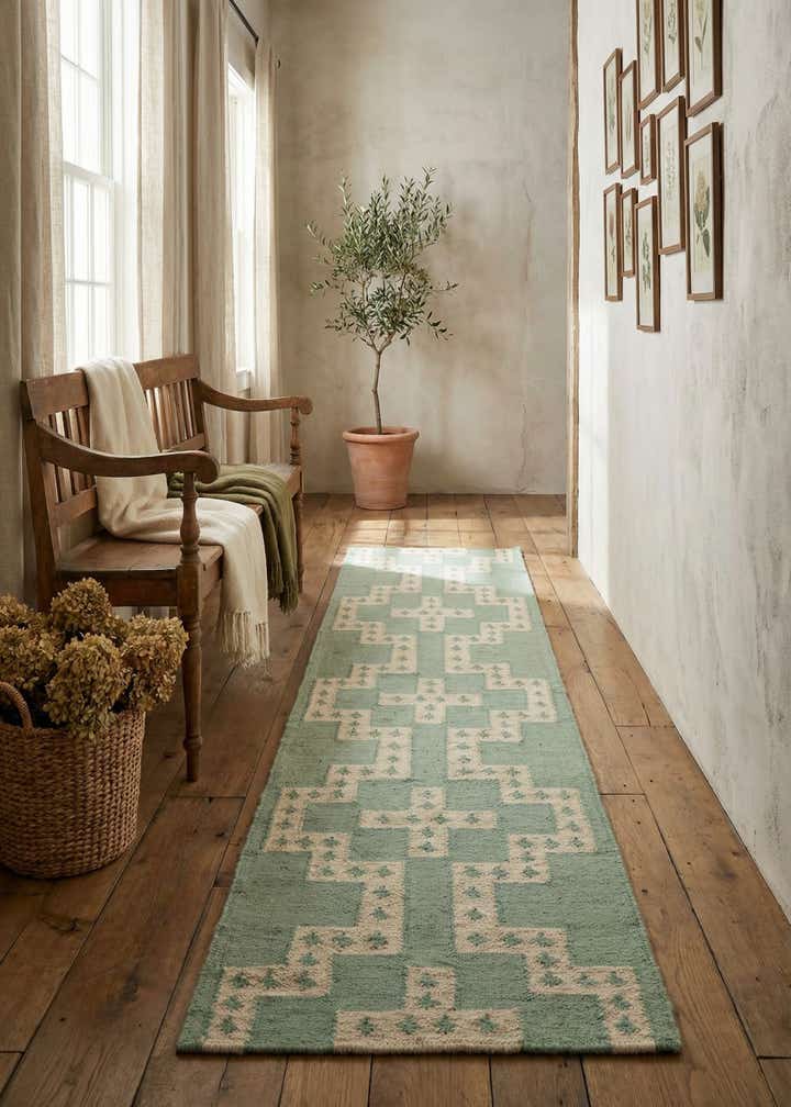 2' x 8' Hand Woven Kilim Wool Runner Rug