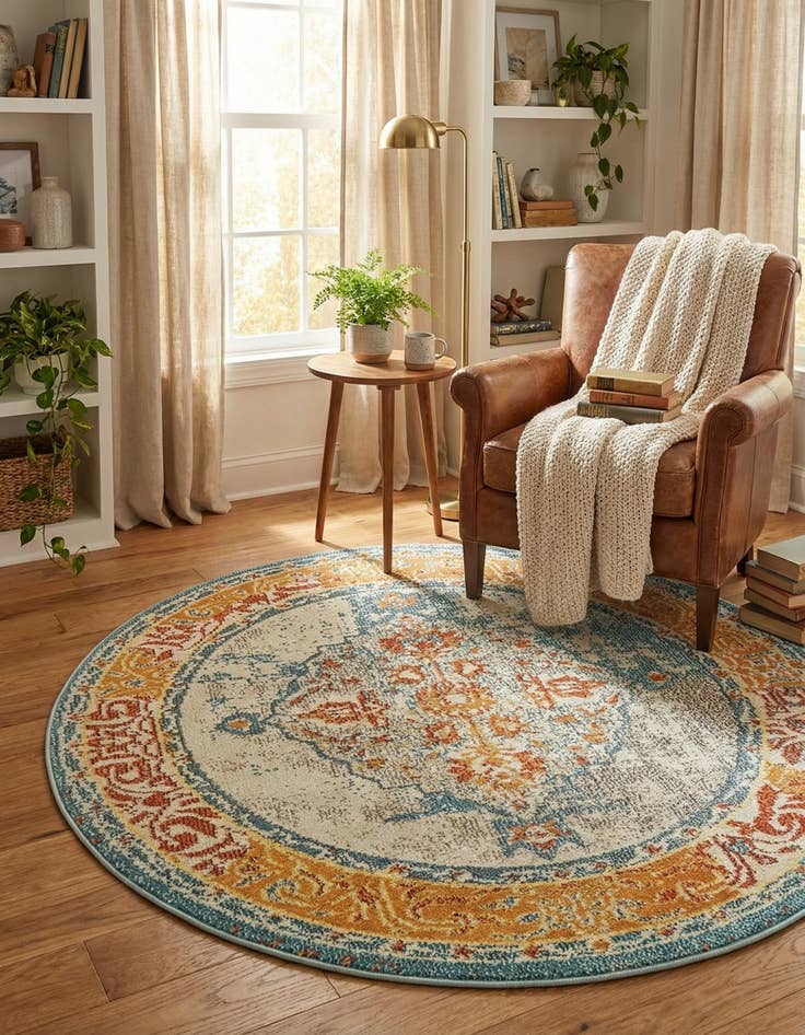 Detail image of 4' x 4' Washable Carnevale Round Rug