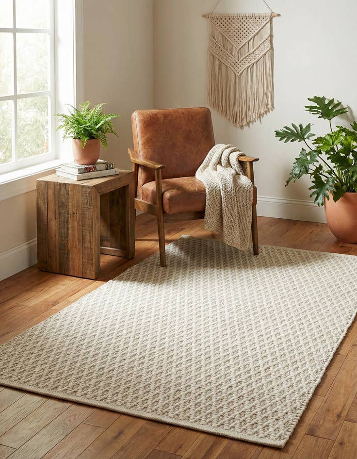 Detail image of 3' 3 x 5' 3 Hand Woven Lattice Wool Rug