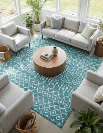 Turquoise Kasbah Trellis Square Rug