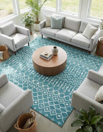 Turquoise Kasbah Trellis Square Rug