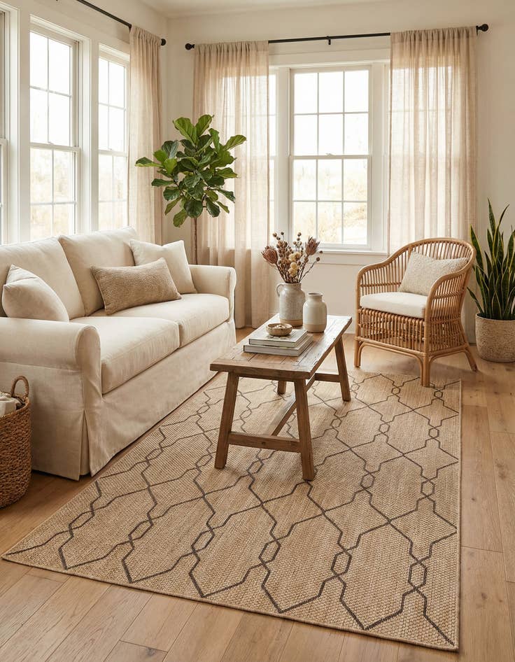 Detail image of 5' x 8' Washable Lattice Indoor / Outdoor Rug