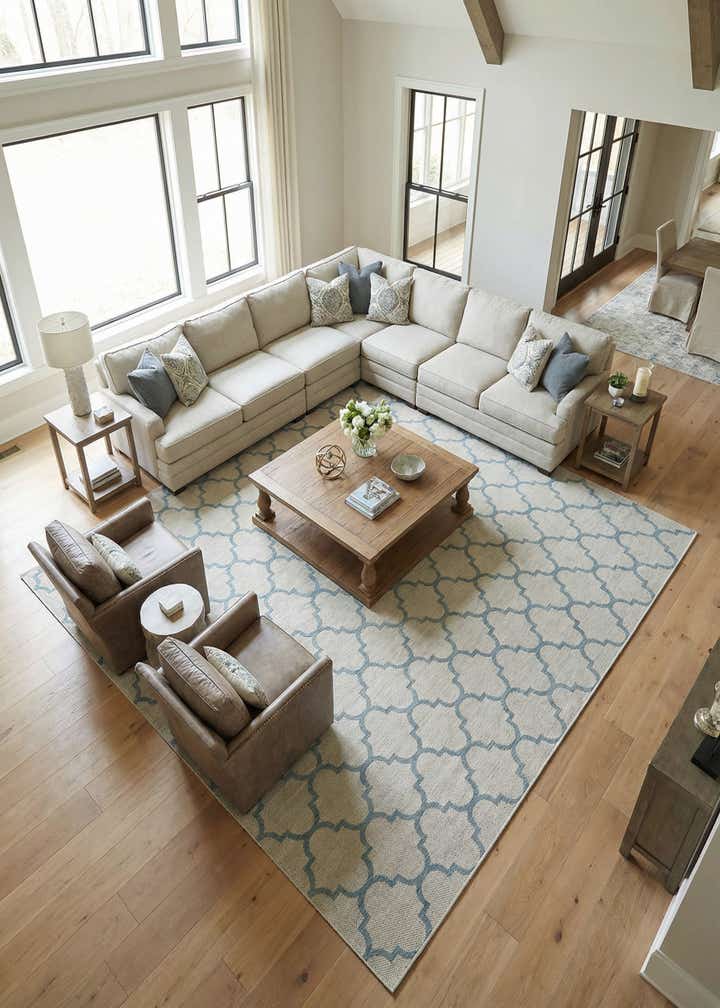 13' x 13' Easy-Clean Trellis Indoor / Outdoor Square Rug
