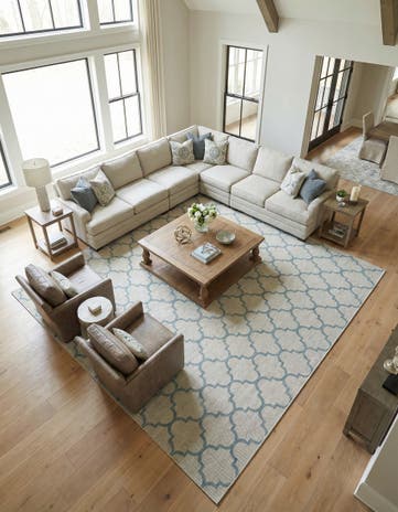 Gray Easy-Clean Lattice Indoor / Outdoor Square Rug
