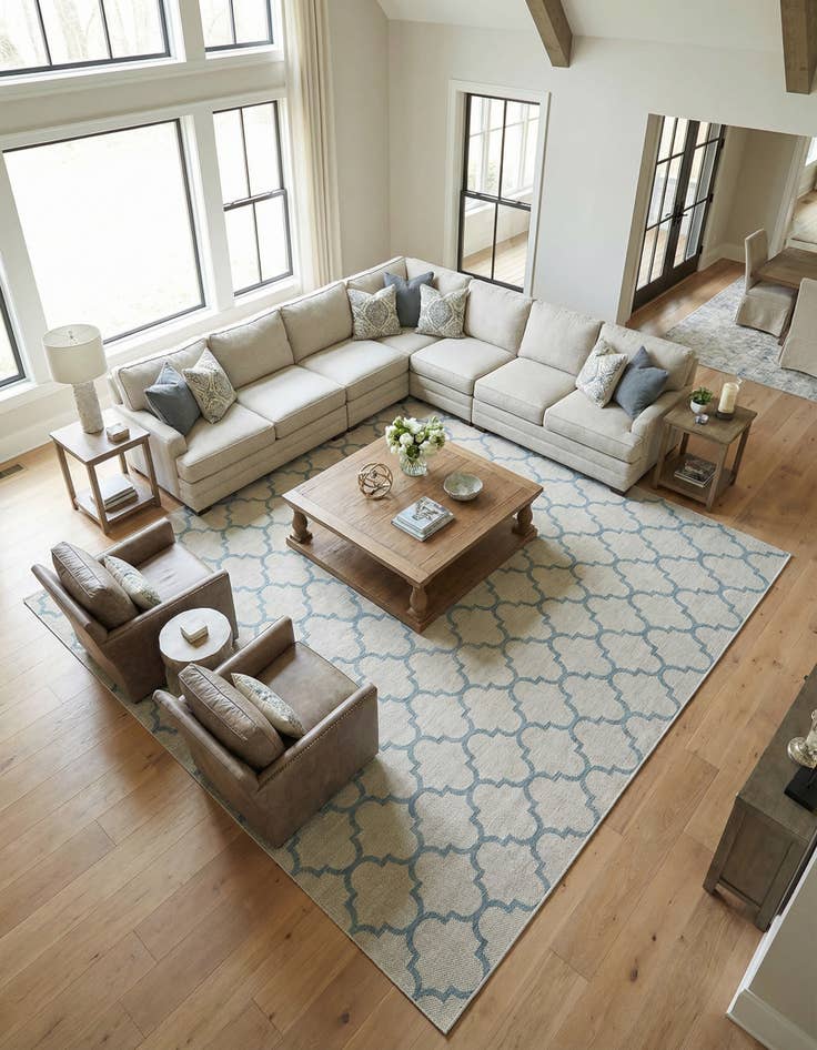 Detail image of 13' x 13' Easy-Clean Trellis Indoor / Outdoor Square Rug