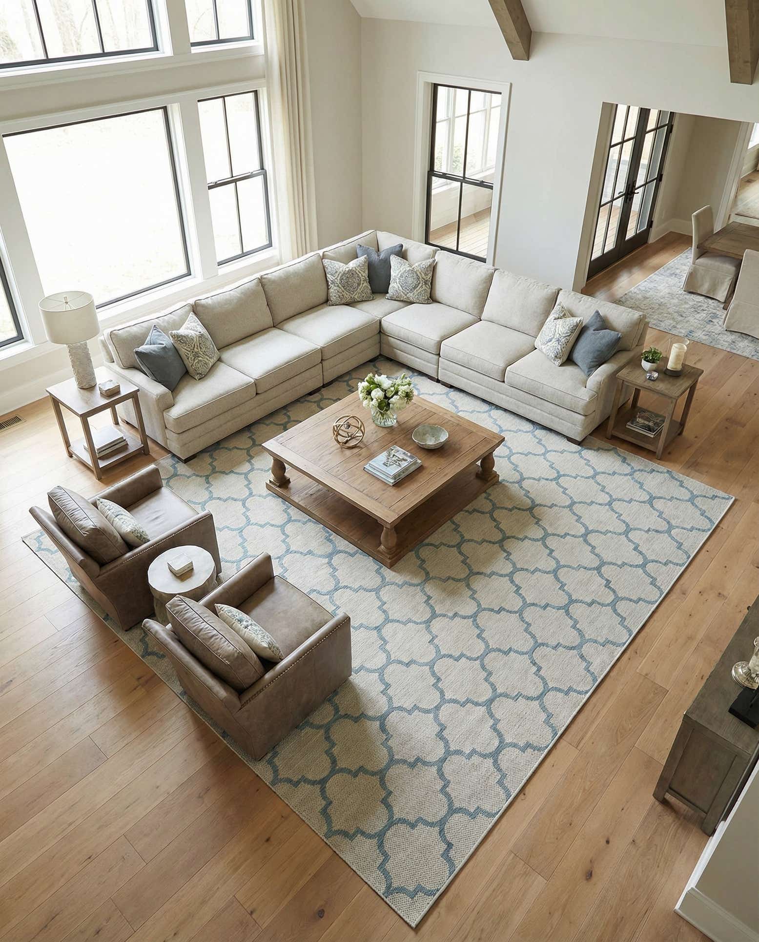 13' x 13' Easy-Clean Trellis Indoor / Outdoor Square Rug