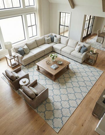 Gray Easy-Clean Lattice Indoor / Outdoor Square Rug