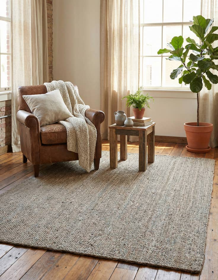 Detail image of 5' 1 x 8' Handmade Braided Jute Rug