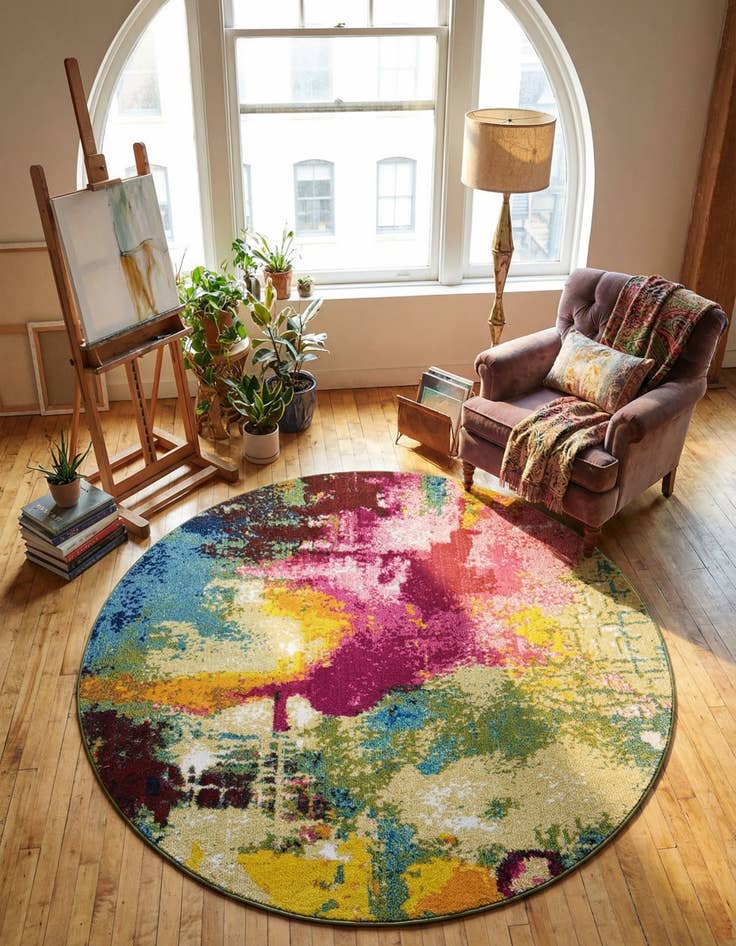 Detail image of 6' x 6' Washable Hyacinth Round Rug